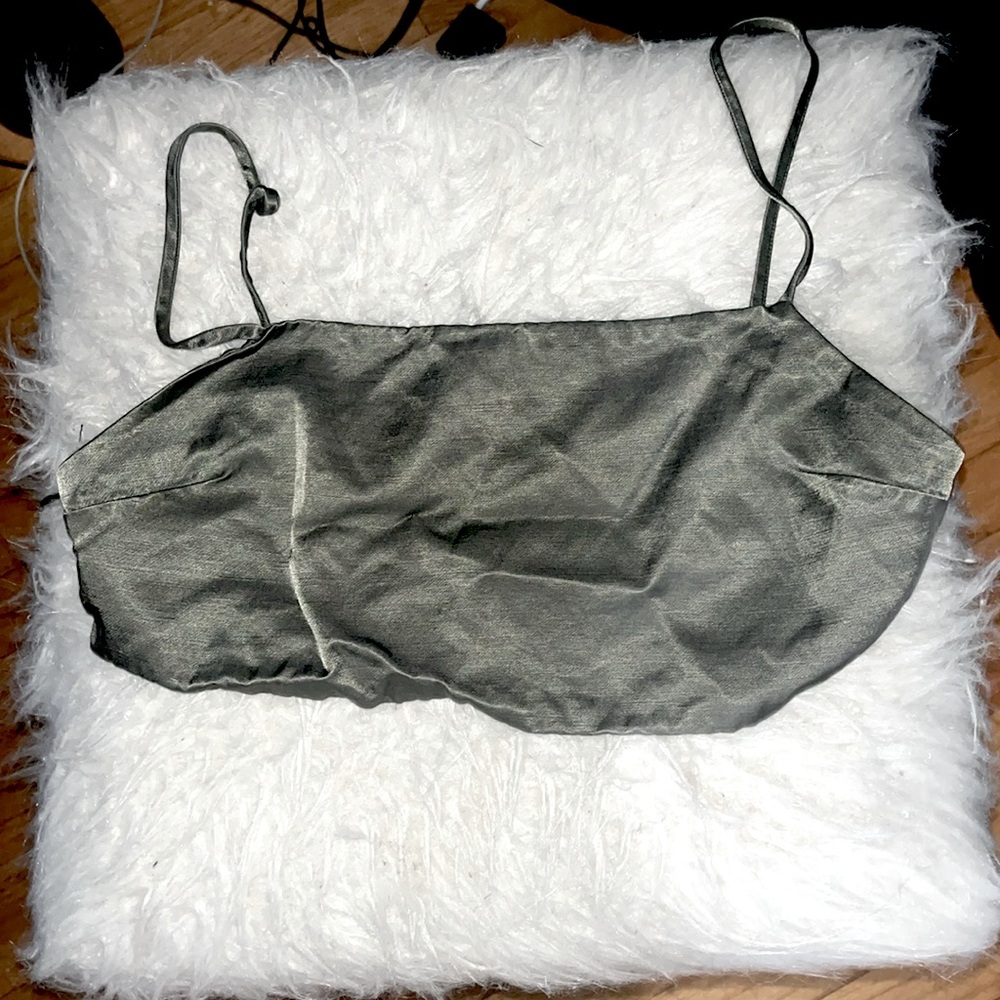 Green Zara crop top with straps, size women’s small